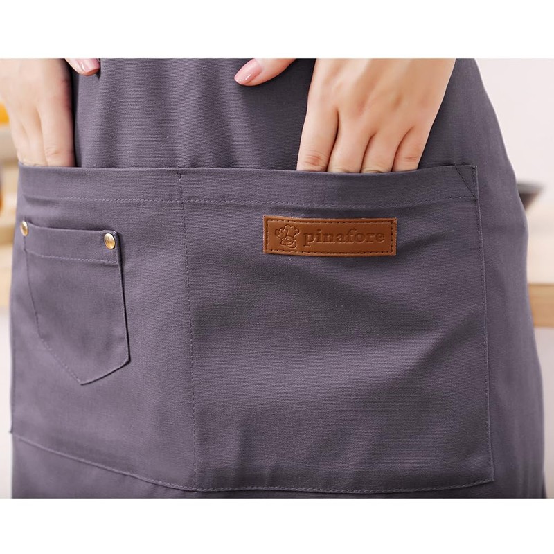 Watwass Cotton Canvas Aprons Black for Stylist Bartender Gardener Waitress