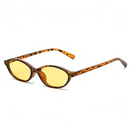 WDZAYXC Retro Oval Rectangular Sunglasses for Men and Women, Classic Vintage Glasses, UV400 Protection, Leopard/Yellow