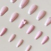 24 Pcs Pink Bow Press on Nails Medium Square Shaped
