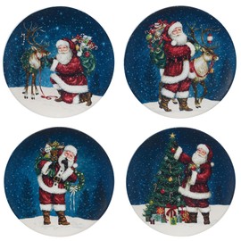Certified International Santa's Secret 11" Dinner Plates, Set of 4 Assorted Designs.,