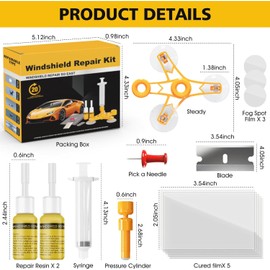 BASTOUR Reparatur-Set für rissiges Glas, Reparatur-Set für Windschutzscheibe, Windshield Repair Kit, Kleber für Windschutzscheibe, Spinnennetz, Stern, Kerben, Halbmond