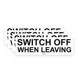 Sticker Gold - 4 Pack - Switch Off When Leaving Stickers - Small 7cm x 2cm - Light Switch, Decal SG082