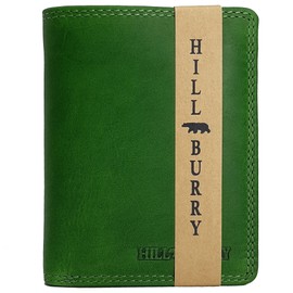 Leather Wallet for Women with RFID Protection Coin Compartment Purse (Hill Burry Portrait Format, Length Approx. 9.8 cm, Height Approx. 12.7 cm, Width 2.8 cm, Green), Green, Classic