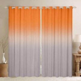 Orange Darkening Drapes Gradient Style Curtains for Bedroom Living Room For Kids Women Men Ombre Grey 30%-50% Blackout Curtains Geometric Window Treatments W46*L54