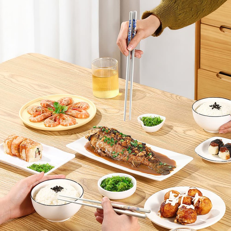 Chopsticks, 5 Pairs Chopsticks Reusable, Bone China, Dishwasher Safe, 9