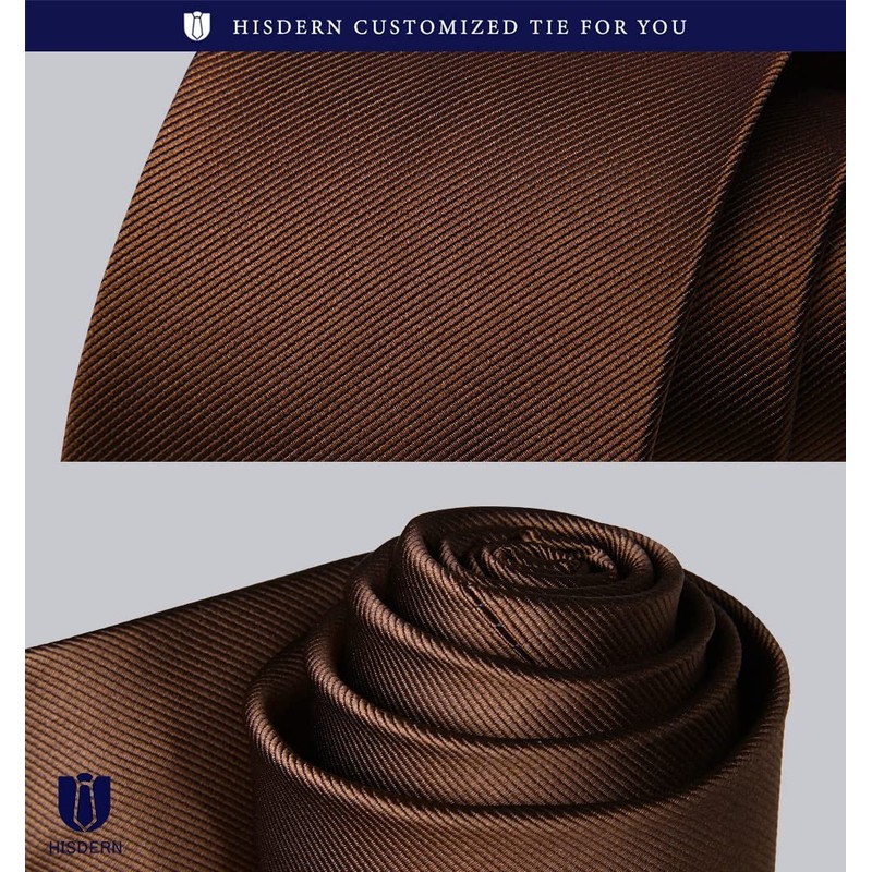HISDERN TL-03S Plain Shiny Necktie Square Set, Men's, Formal Business,