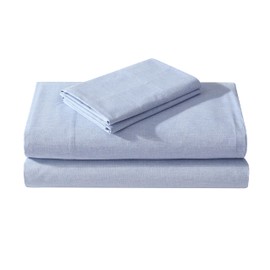 1888 Mills Easy Eco 4pc Sheet Set, 100% Bleach Safe, Benzoyl Peroxide Resistant, Sustainably Made, Lasting Quality, Melange Color, Durable Design, Full - Blue Melange