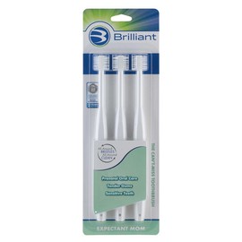 Brilliant Sensitive Toothbrush for Expectant Mom, 360 degree bristles, Sensitive Teeth and Bleeding Gums - Color: White, Size: 3 Count