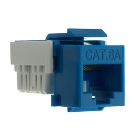 Cat6 Keystone Jack, RJ45 Female (UTP) to 110 Punch Down Connector, Blue Keystone Insert Jack, Cablewholesale