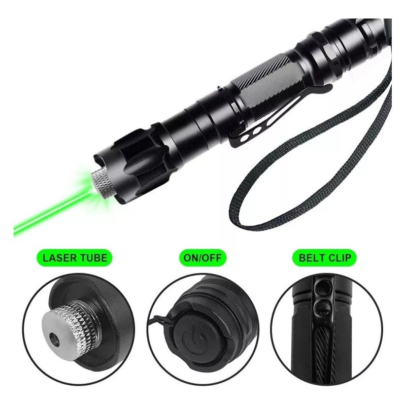 Psqme Puntero Láser Verde Proyector Potente Recargable 5 Casquillo