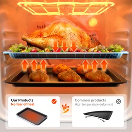 HONGBAKE Nonstick Cookie Sheets, Baking Sheet for Oven with Wider Grip, 15x10 Jelly Roll Pan, Commercial Cooking Tray