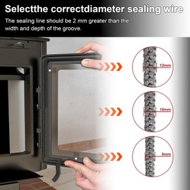 8 mm x 2.5 m Sealing Cord for Fireplace Stove Sealing Cord High-Quality Oven Sealing Cord 8 mm for Fireplace and Stove (Diameter 8 mm x 2.5 m)