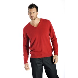 Cashmere Boutique 100% Pure Cashmere Pullover V Neck Sweater Men – Long Sleeve, Classic Style, Lightweight, Soft and Warm Men V Neck Sweater - Crimson Red, Medium