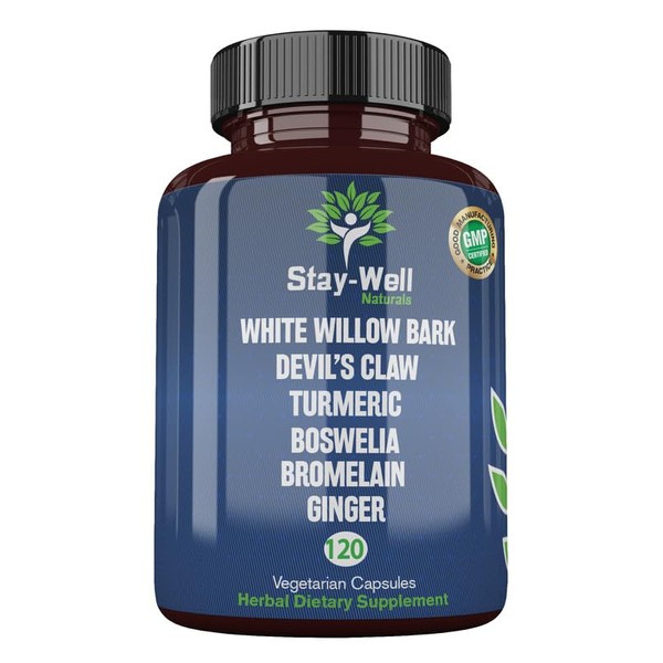 Pain Relief- White Willow Bark Extract, Devil's Claw, Turmeric, Boswellia,