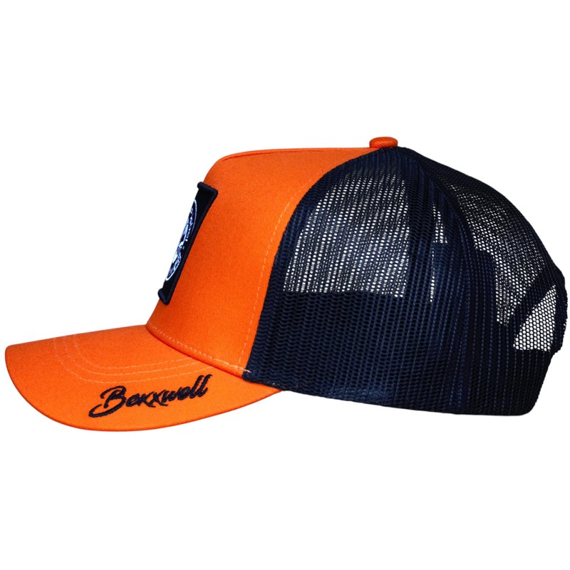 Bexxwell Trucker Cap Orange/Black with Logo Patch (Perfect Fit, Cap,