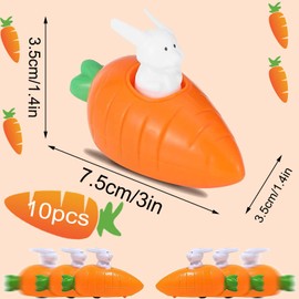 Pack of 10 Wind Up Toys Rabbits with Carrot, Wind-Up Rabbit Carrot, Wind-Up Easter Bunny Set, Wind-Up Rabbits Toy, Suitable for Game Rewards, Early Childhood Education (Orange)