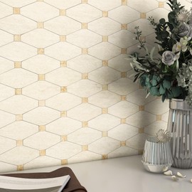 BeNice Peel and Stick Backsplash Kitchen Hexagon Marble Tiles-Bathroom Backsplash Self-Adhesive Mosaic Wall Tile Stickers(10pcs,Beige)