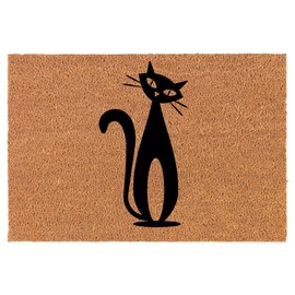 Welcome Doormat Coco Coir Door Mat Gift Atomic Cat Mid Century Modern Cat (30" x 18")