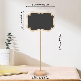 NANXJIUR 20 Pack Wood Mini Chalkboard Sign and Replacement Stickers, Food Labels for Party Buffet,Blackboard for Message Board Signs,Weddings Place Cards, Birthday Party (Frame)