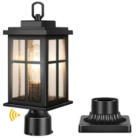 VIANIS Hardwired Dusk to Dawn Outdoor Post Light, Black Outdoor Lamp Post Light Fixture with Pier Mount Base, Modern Waterproof 3 inch Exterior Post Lantern with Seeded Bubble Glass for Garden Patio