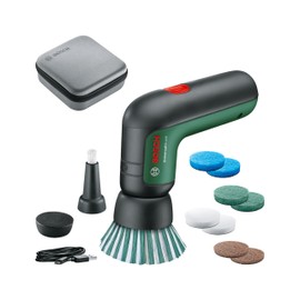 Bosch Elektro-Reinigungsbürsten-Set UniversalBrush (für Badezimmer Fliesen, Küchenherd, Pfannen, Töpfe und mehr; 10 Reinigungsaufsätze enthalten; 3,6 V integrierter Akku; Micro-USB-Kabel; in Tasche)