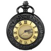 Tiong Men's Unique Black and Gold Color Quartz Pocket Watch