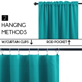 KOUFALL Teal Kitchen Curtains Valances 24 Inch Length Set of 2 Pack Rod Pocket Short Privacy Blackout Small Washing Machine Cover