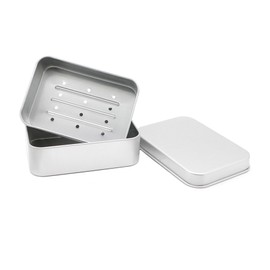 Aluminium Soap Box, Soap Dishes with Draining Rack, Small Waterproof Soap Box, Soap Container for Home, Travel, Camping, 9.2 x 6.2 x 2.6 cm (Interior)