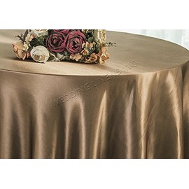 Wedding Linens Inc. 108" Round Seamless Satin tablecloths Table Cover Linens for Restaurant Kitchen Dining Wedding Party Banquet Events - Latte