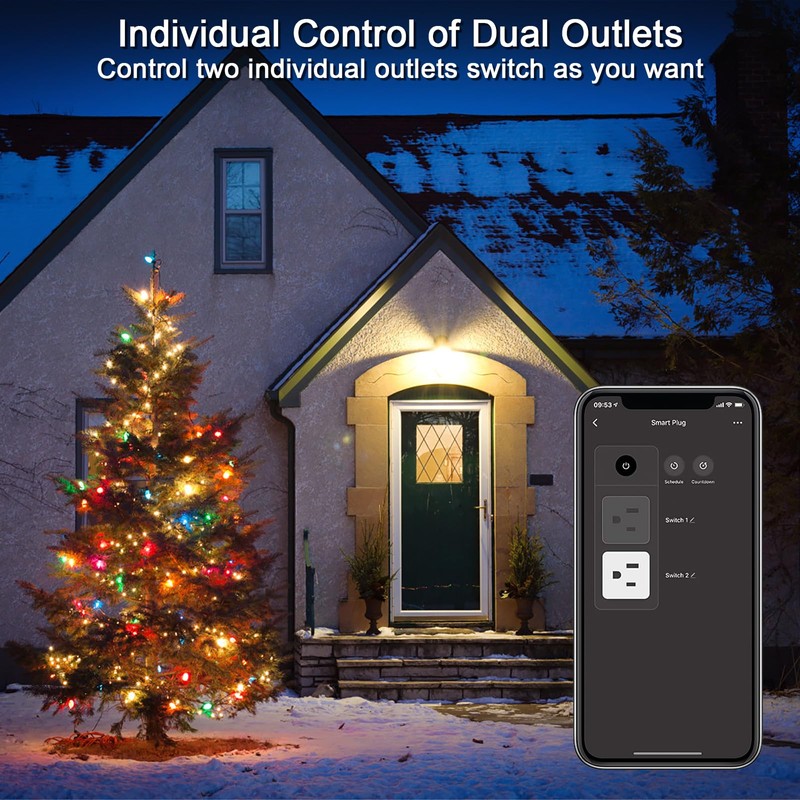 BARST Outdoor Smart Plug, WiFi Smart Plug with Two Grounded