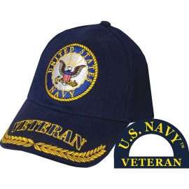 Eagle Emblems CP00213 Blue U.S. Navy Veteran w. Logo and Wreath Cap