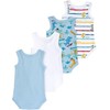 Chicco Baby Unisex Sleeveless Cotton Bodysuits Set, white/light blue, 12