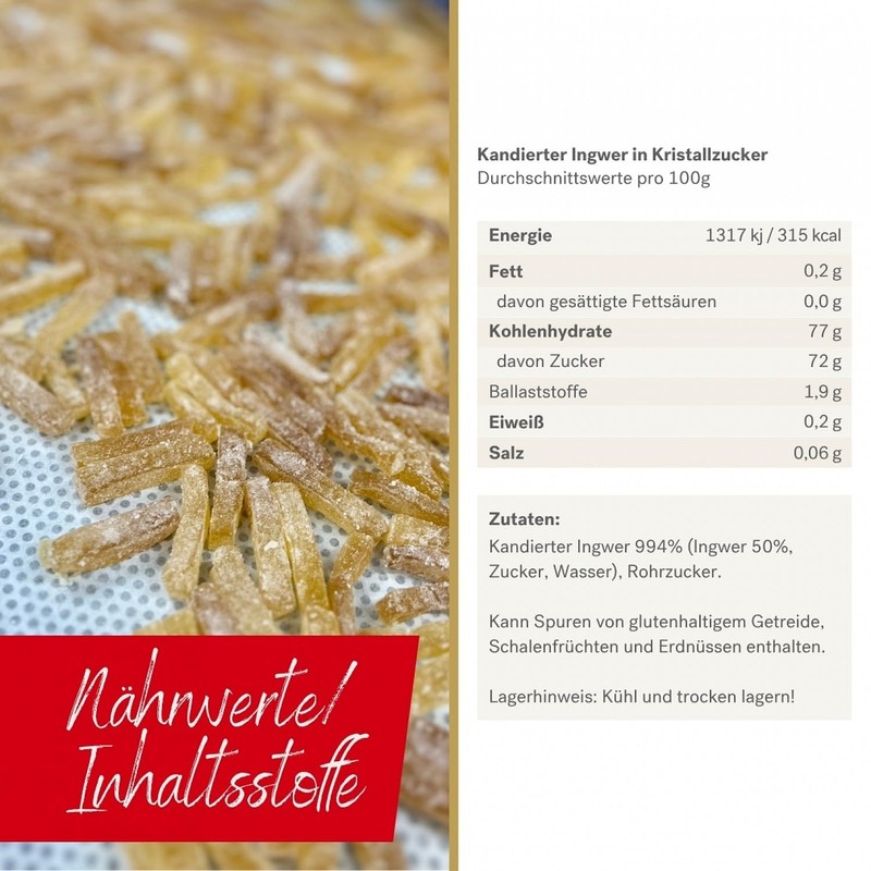 Krönner Ginger Sticks Crystallized 125 g - Handmade, Candied Ginger