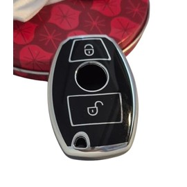 StyleC REMOTE COVER CASE FOB COMPATIBLE WITH MERCEDES A C E S ML SLK CLASS 2 BUTTON KEY (Black Silver)
