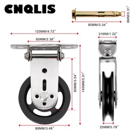 CNQLIS Gym Pulley Blocks,3.46in/90mm Wall Mount Fixed Pulley Wheel Rotation 180 Degree,Heavy Duty Swivel Pulley for LAT Pulley System,for Gym Pulley System, Gym Equipment, DIY Home Projects