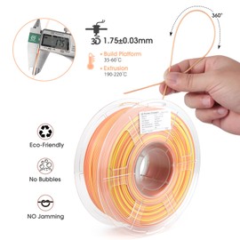 iSANMATE Rainbow PLA+ Filament 1.75mm, Fast Color Change Rainbow Filament 3D Printing Filament, Multicolor Color Changing Rainbow PLA Filament 1 KG Spool (Sunset)