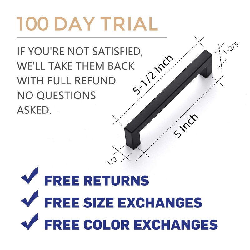 Ravinte 5 Pack 5 Inch Kitchen Square Cabinet Handles Matte