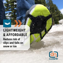 Due North Everyday G2 Ice Cleats for Walking and Running on Snow and Ice (1 Pair), Black, One Size