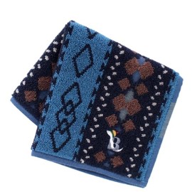 Brooks Brothers 000801-0002-03 Towel Handkerchief, Zodiac Embroidery, Fair Isle Pattern (Navy) Gentleman Men's Towel, Hand Towel, Approx. 9.8 inches (25 cm)
