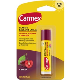 Carmex, Bálsamo Labial Hidratante Classic en Barra sabor Cereza, para Labios Secos y Agrietados, Protege y Suaviza, con Protección Solar FPS 15, 4.25 gr