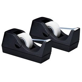 1InTheOffice Tape Dispenser Desk, Desktop Tape Dispenser, Black"2 Pack" (Tape Dispenser)