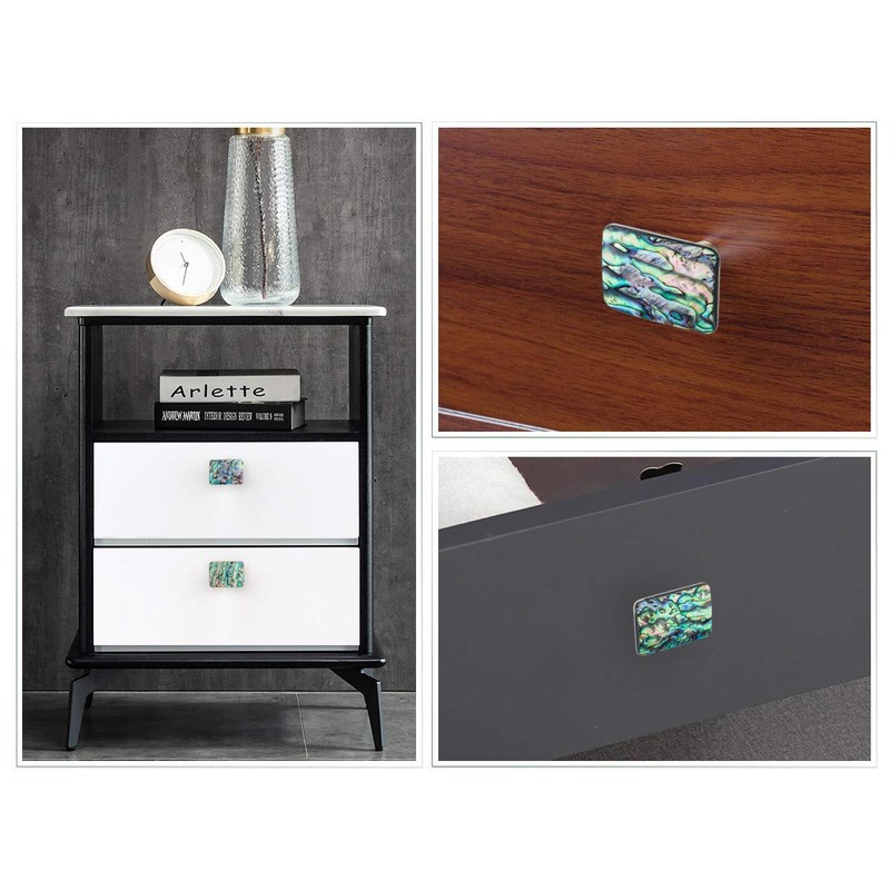 mookaitedecor Abalone Shell Crystal Stone Drawer Knobs with Screws Set