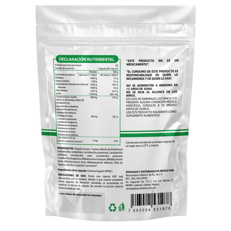 Wellthy Probioticos 60 Billones 11 Cepas. 60 Cápsulas 2 meses