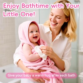 maqsai Bath Towel for Newborn, 2 Packs Soft Highly Absorbent Hooded Baby Bath Towels for Babies, Toddler, Infant Boys and Girls (Pink + Beige)