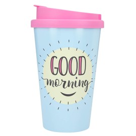 Depesche 2180.018 To-Go Plastic Cup with Saying 350 ml Reusable Good Morning