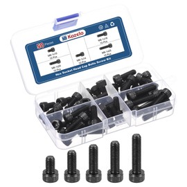 Kozelo 50pcs M6 Socket Head Cap Screws Bolts Nuts Assortment Kit - [M6x10/14/18/20/25mm] Alloy Steel Fully Threaded Black Oxide 12.9 Internal Hex Screw for 3D Printer Use