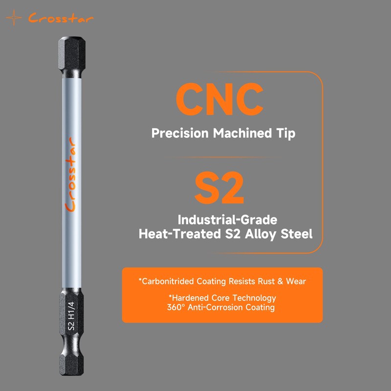 Crosstar 4" Long Hex Bit Set 20PCS (Metric & SAE)
