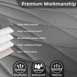 XINGSILUC Back Car Seat Covers - Leather Rear Seat Covers, Luxury Bottom Seat Covers for Cars, Anti-Slip and Wrap Around The Bottom, Car Seat Cushion for Most Cars Sedans Trucks SUVs (Gray-Back)