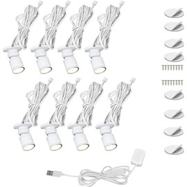 Cefrank Mini Spot Lights with Dimmer, 8 x 1W 360° Rotatable LED Spotlight Jewelry Cabinet Dimmable Wall Light, White Finish Shell (Pack-8, Cold White 6000k)