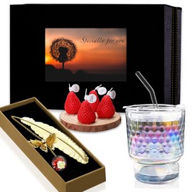 Teacher Gifts for Women, Birthday Gifts for Her, Mother Day Christmas Valentine's Day Gifts, Best Gifts for Teachers, Teacher Appreciation Gifts, 8 Pcs Unique Gifts Glass Tumbler Bookmark Candle